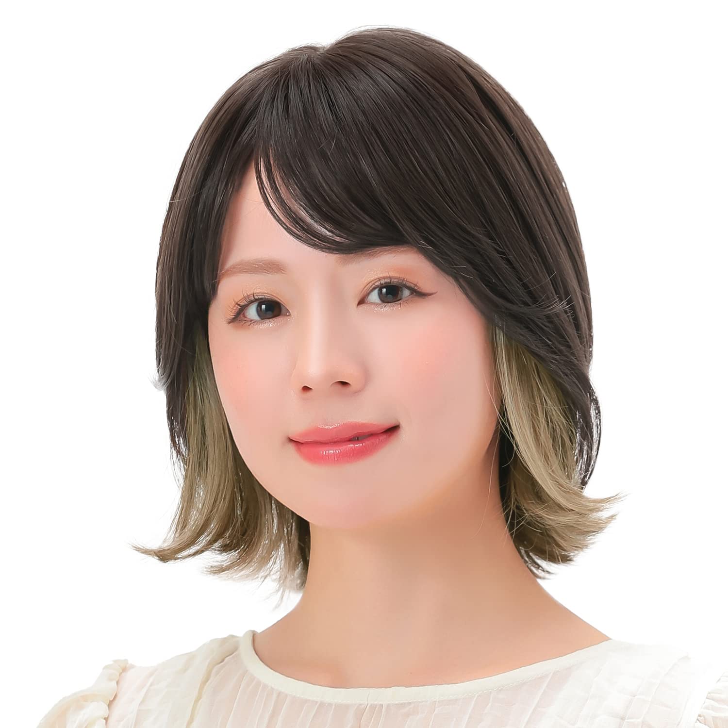 [AQUADOLL(アクアドール)] ウィッグ 医療用 フルウィッグ ボブ インナーカラー 外ハネ レディース かつら 女性 フリーサイズ  DRBinHA.ダークブラウンinハニーアーモンド pw127DRBinHA